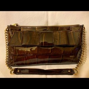 Kate Spade brown patent leather bow purse